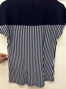 Navy Blue Top With Which Lines Near Neck