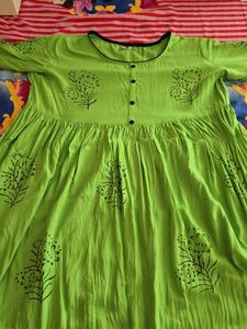 Green Printed Anarkali Kurta