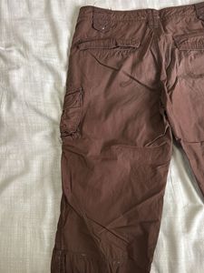 Brown Cargo Cropped Pants