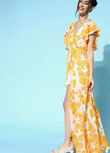 Floral Print Wrap Maxi Dress