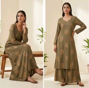 Olive Green Kurta Set with Palazzo