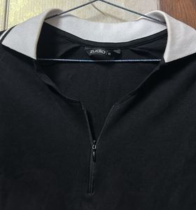 Stylish Black Cropped Polo Top