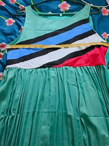 Boho Style Teal Pleated Dress
