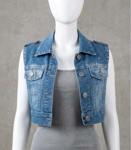 Women's Denim Vest with Studs