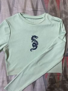 Mint Dragon Graphic Long Sleeve Top