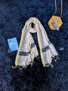 Handloom Style Striped Dupatta | Black & Beige