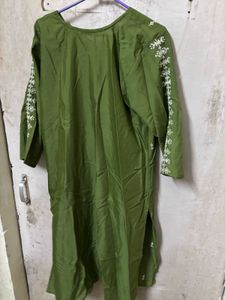 Olive Green Embroidered Kurta