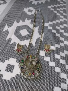 Oxidized Silver Necklace & Earring Set