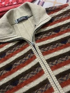Men's Striped Zip-Up Sweater