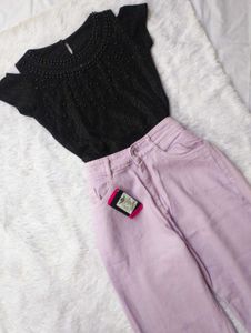 Black Pearl Top With Its Lilac Premium Jeans❤️?