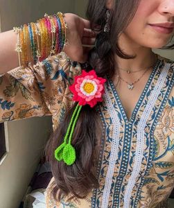 Crochet Lotus Flower Hair Tie
