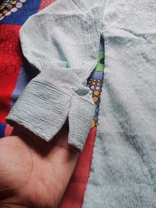 Light Blue Textured Open Cardigan