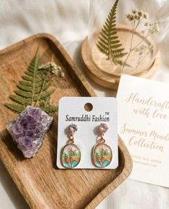 Enchanting Meadow Scene Dangle Earrings