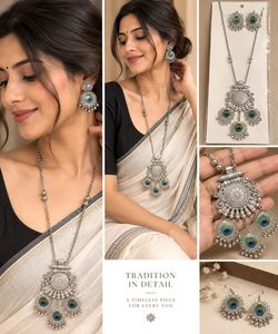 Morpankh Design Oxidised Silver Necklace Set