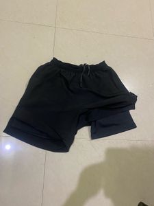 Black Double Layered Athletic Shorts for Running
