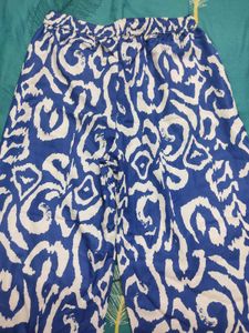 Boho Blue & White Print Palazzos
