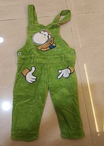 Cute Green Overalls with Monkey Applique