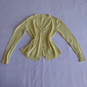 Yellow Ribbed Button-Up Cardigan🐥