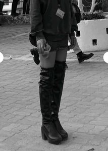 Black Thigh-High Platform Boots