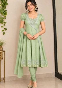Elegant Mint Green Anarkali Set