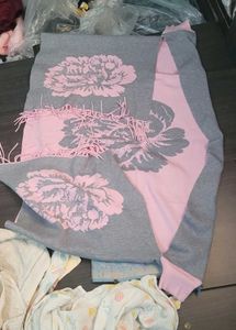 Gray & Pink Floral Sweatshirt