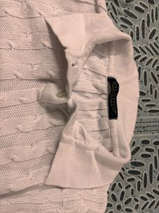 Chic White Cable Knit Polo Top