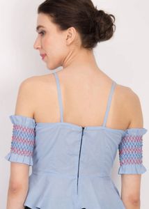 Stylish Blue Off-Shoulder Top