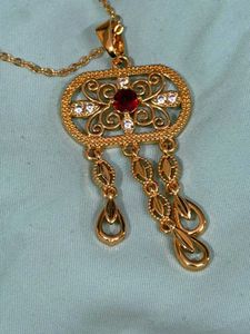 Elegant Gold Pendant &amp; Earring Set