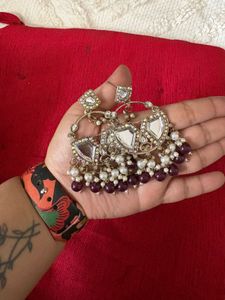 Elegant Kundan & Pearl Drop Earrings
