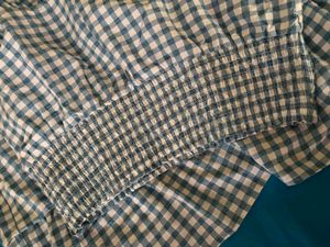 gingham print long skirt