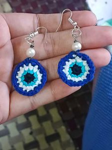 Evil Eye Earrings & keychan handmade