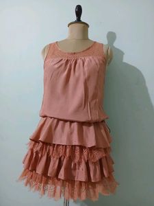 Chic Rose Ruffled Lace Dress