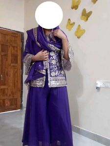 brand new Purple Embroidered sharara set