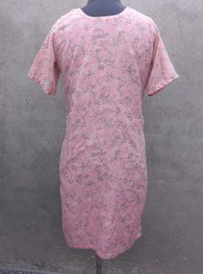 Elegant Pink Floral Cotton Kurta Set with Dupatta