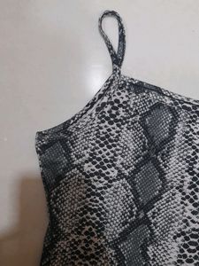 URBANIC Y2K Snake Print Criss-cross Drawstring Top