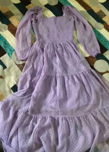 Purple Polka Dot Tiered Maxi Dress