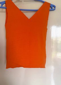 Bright Orange V-Neck Tank Top