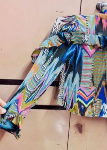 Boho Ruffle Print Blouse