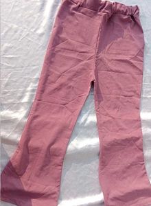 Dusty Rose Flare Pants with Gold Chain Detail
