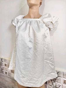 White Puff Sleeve Dress for Girls 8-9 years