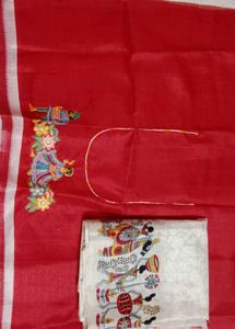 Vibrant tribal saree with machine embroidery work
