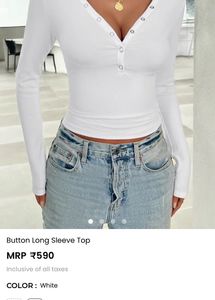 Chic White Button Long Sleeve Top