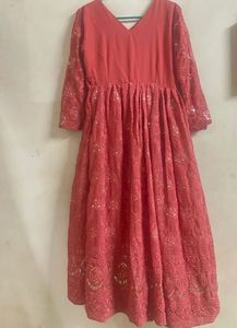 Elegant Red Anarkali Kurta with Dupatta