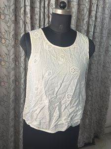 White Eyelet Boho Blouse Top