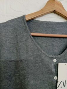Gray Button-Down Top