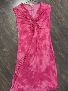 MKors V-Neck Tie-Dye Pink Dress