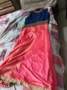 Vibrant Blue &amp; Pink Kurta  Size S to M