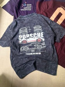 Porsche V-Neck Acid Wash T-Shirt