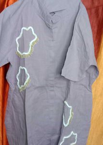 Embellished Purple Cotton Kurta
