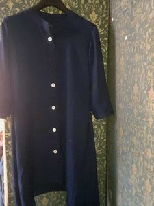 Navy Button-Down kurta indowestern